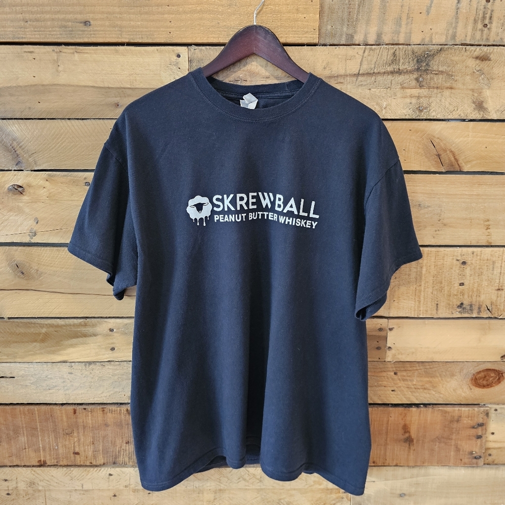 Men's/Unisex "Screwball Whiskey" T-shirt In Black & White size XL